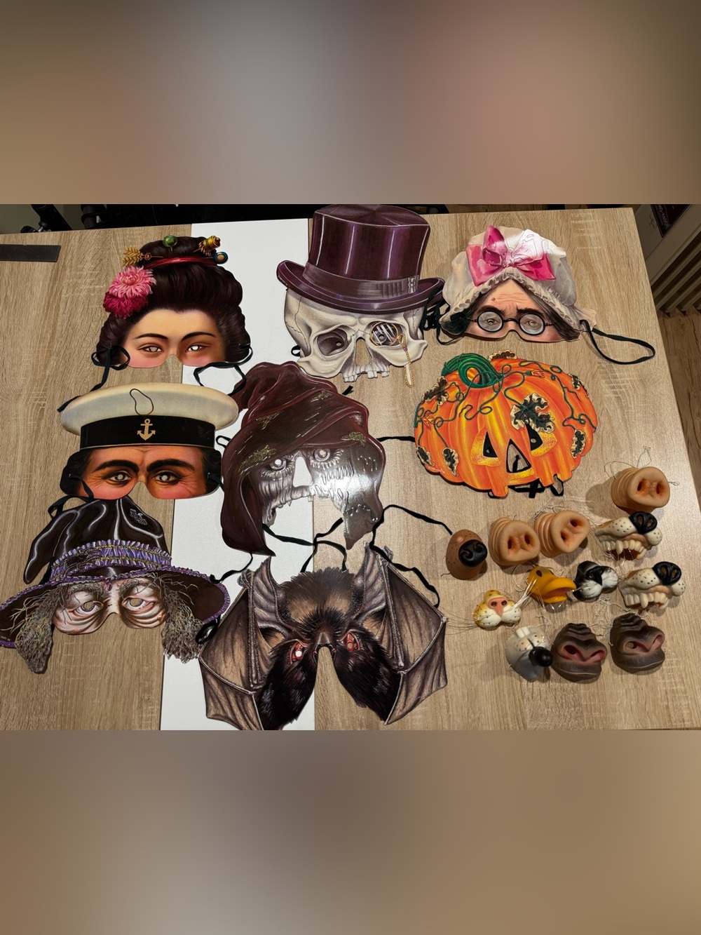 Halloween paper Mask Set - and animal rubber noses - 20 total
